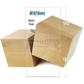 4x SOLID WOODEN FEET REPLACEMENT FURNITURE LEGS 90mm HEIGHT SOFAS CHAIRS STOOLS M10 TSP2037 Natural