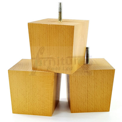 4x SOLID WOODEN FEET REPLACEMENT FURNITURE LEGS 90mm HEIGHT SOFAS CHAIRS STOOLS M8 TSP2037 Oak