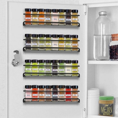 4x Spice Herb Jar Rack Holder For Kitchen Door Cupboard Storage Wall ...
