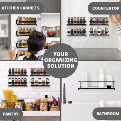 4x Spice Herb Jar Rack Holder For Kitchen Door Cupboard Storage Wall ...