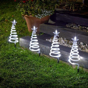 4x Spiral Christmas Tree Stake Lights