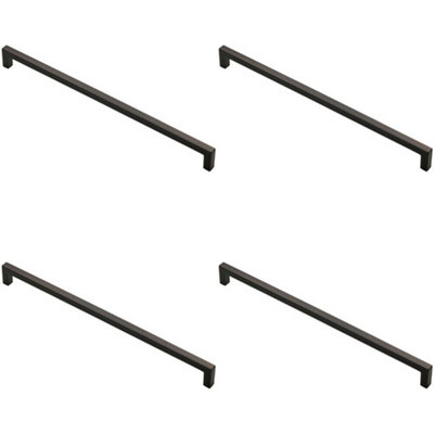 4x Square Block Handle Pull Handle 330 x 10mm 320mm Fixing Centres Matt Black