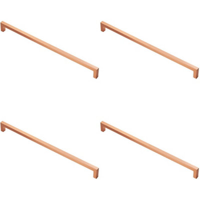 4x Square Block Handle Pull Handle 330 x 10mm 320mm Fixing Centres Satin Copper Price Comparisons | Compare The Build