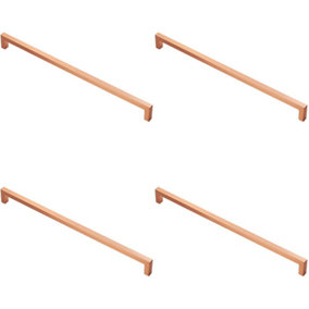 4x Square Block Handle Pull Handle 330 x 10mm 320mm Fixing Centres Satin Copper