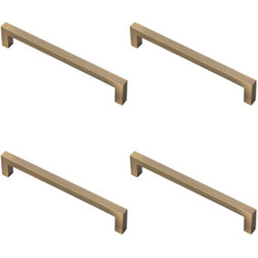 4x Square Block Pull Handle 170 x 10mm 160mm Fixing Centres Antique Brass