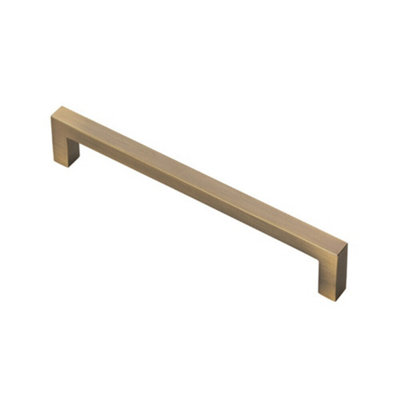 4x Square Block Pull Handle 170 x 10mm 160mm Fixing Centres Antique Brass