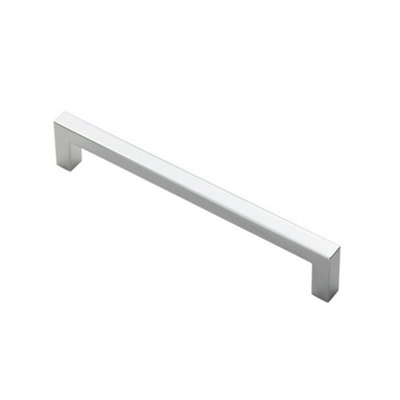 4x Square Block Pull Handle 170 x 10mm 160mm Fixing Centres Polished Chrome