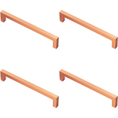 4x Square Block Pull Handle 170 x 10mm 160mm Fixing Centres Satin Copper