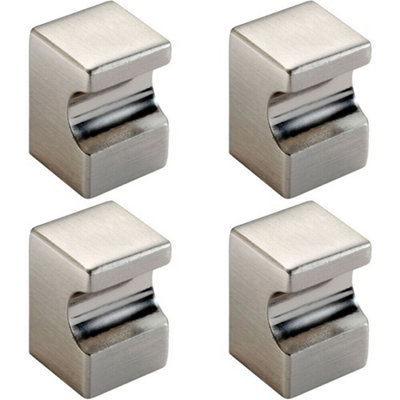 4x Square Cupboard Door Knob 18 x 18mm 25mm Projection Satin Nickel