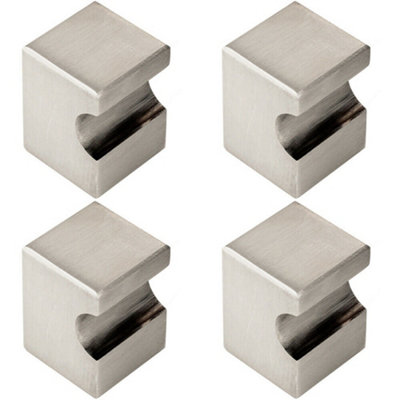 4x Square Cupboard Door Knob 22 x 22mm 30mm Projection Satin Nickel