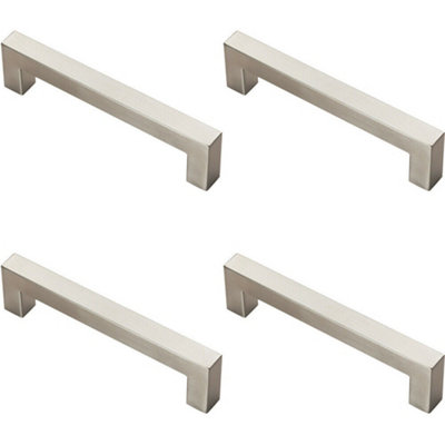 4x Square Linear Block Pull Handle 142 x 14mm 128mm Fixing Centres ...