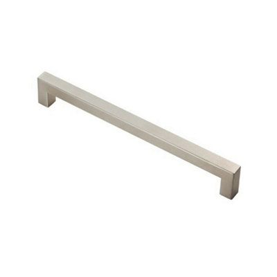 4x Square Linear Block Pull Handle 206 x 14mm 192mm Fixing Centres Satin Steel