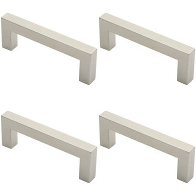 4x Square Mitred Door Pull Handle 169 x 19mm 150mm Fixing Centres Satin Steel