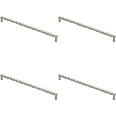 4x Square Mitred Door Pull Handle 619 x 19mm 600mm Fixing Centres Satin Steel