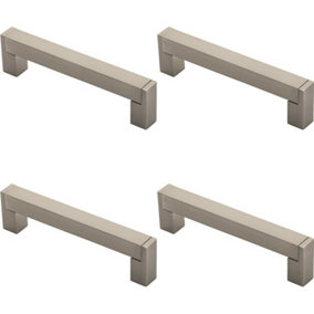 4x Square Section Bar Pull Handle 143 x 15mm 128mm Fixing Centres Satin Nickel