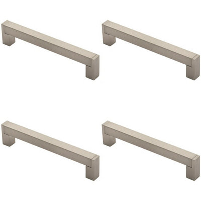 4x Square Section Bar Pull Handle 175 x 15mm 160mm Fixing Centres Satin Nickel