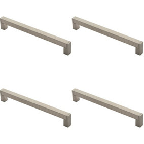 4x Square Section Bar Pull Handle 239 x 15mm 224mm Fixing Centres Satin Nickel