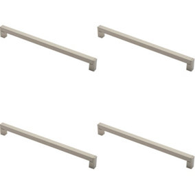 4x Square Section Bar Pull Handle 335 x 15mm 320mm Fixing Centres Satin Nickel