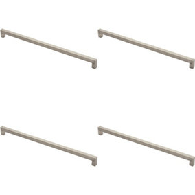 4x Square Section Bar Pull Handle 463 x 15mm 448mm Fixing Centres Satin Nickel