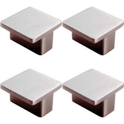 4x Square T Shape Cupboard Door Knob 38 x 38mm Satin Nickel Cabinet Handle