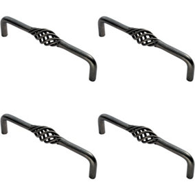 4x Steel Cage D Type Cabinet Pull Handle 160mm Fixing Centres Antique Steel