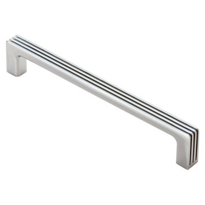 4x Straight D Bar Door Handle with Grooves 160mm Fixing Centres Polished Chrome