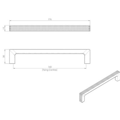 4x Straight D Bar Door Handle with Grooves 160mm Fixing Centres Polished Chrome