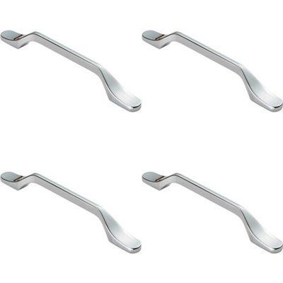 4x Straight Slimline Cupboard Pull Handle 160mm Fixing Centres Polished Chrome