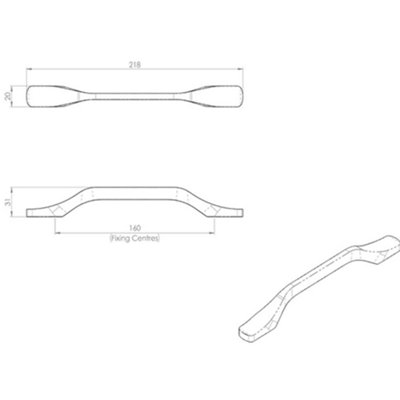 4x Straight Slimline Cupboard Pull Handle 160mm Fixing Centres Polished Chrome