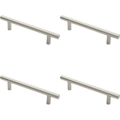 4x Straight T Bar Door Pull Handle 325 x 19mm 225mm Fixing Centres Satin Steel