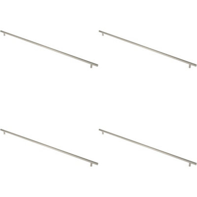 4x Straight T Bar Pull Handle 1800 x 30mm 1630mm Fixing Centres Satin Steel