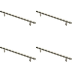 4x Straight T Bar Pull Handle 600 x 30mm 450mm Fixing Centres Satin Steel