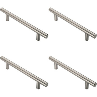 4x Straight T Bar Pull Handle 775 x 30mm 600mm Fixing Centres Satin Steel