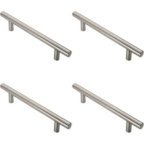 4x Straight T Bar Pull Handle 775 x 30mm 600mm Fixing Centres Satin Steel