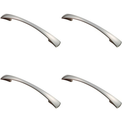 4x Tapered Pull Handle 172 x 16mm 1 28mm Fixing Centres Satin Nickel Curved Bow