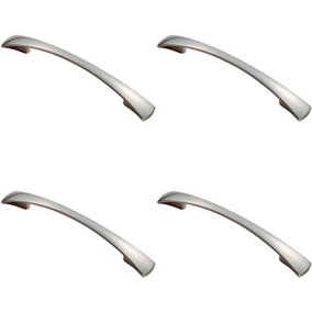 4x Tapered Pull Handle 172 x 16mm 1 28mm Fixing Centres Satin Nickel Curved Bow