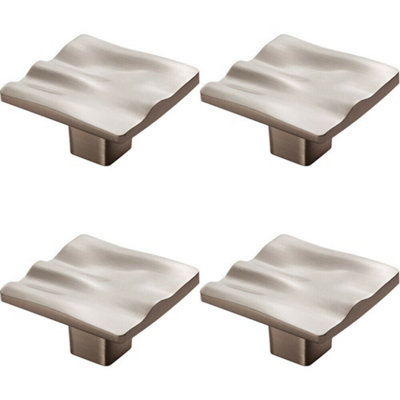 4x Textured Square Plate Cupboard Door Knob 44 x 44mm Satin Nickel Handle Price Comparisons | Compare The Build
