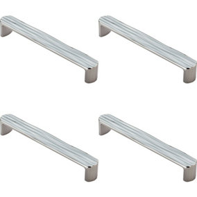 4x Textured Straight D Bar Door Handle 160mm Fixing Centres Polished Chrome