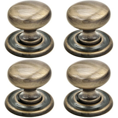 4x Tiered Mushroom Cupboard Door Knob 32mm Diameter Brass Cabinet Handle