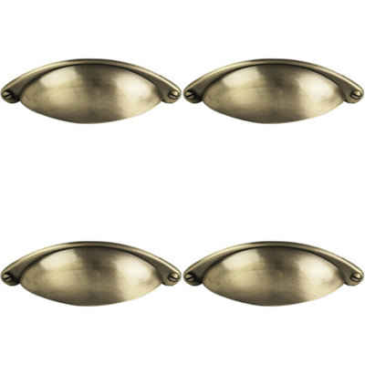 4x Traditional Cup Pull Handle 104 x 26mm 64mm Fixing Centres Burnished Brass