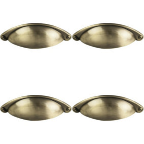 4x Traditional Cup Pull Handle 104 x 26mm 64mm Fixing Centres Burnished Brass