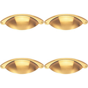 4x Traditional Cup Pull Handle 104 x 26mm 64mm Fixing Centres Satin Brass