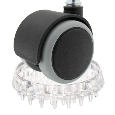4x Transparent Castor Wheel Cups - Non Slip - Prevent Furniture Moving on Carpet
