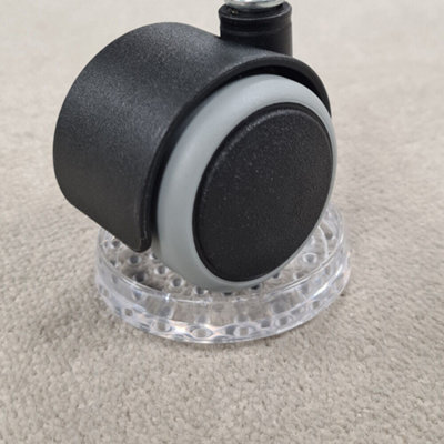 4x Transparent Castor Wheel Cups - Non Slip - Prevent Furniture Moving on Carpet