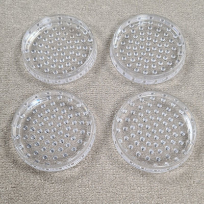 4x Transparent Castor Wheel Cups - Non Slip - Prevent Furniture Moving on Carpet