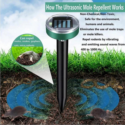 4x Ultrasonic Solar Mole Rat Repellent Pest Scarer Deterrent Repeller ...