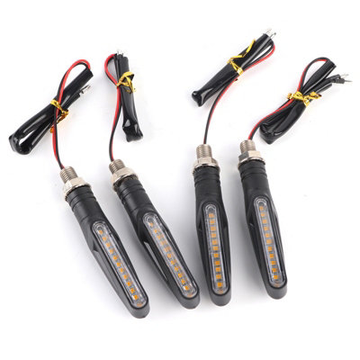 4x Universal Black Motorcycle 12 LED Turn Signal Indicators Blinker Amber Light