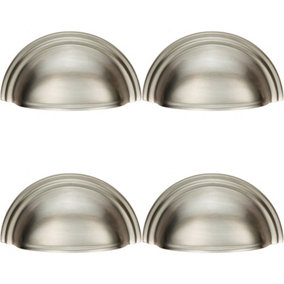 4x Victorian Cup Pull Handle Satin Nickel 92 x 46mm 76mm Fixing Centres