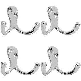 4x Victorian One Piece Double Bathroom Robe Hook 26mm Projection Polished Chrome