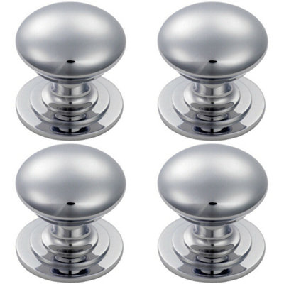 4x Victorian Round Cupboard Door Knob 25mm Dia Polished Chrome Cabinet Handle